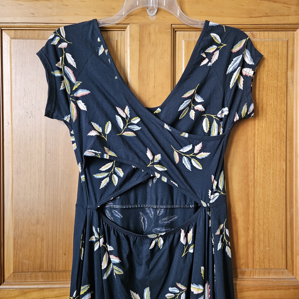 Pact Women's Black Maxi Dress with Leaf Print L - Picture 14 of 16